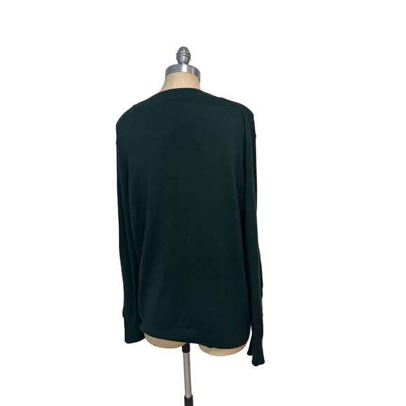 Ted Baker London Aniebal Dark Green Fringe Sweater Crew Neck size 5 XL - Picture 4 of 6